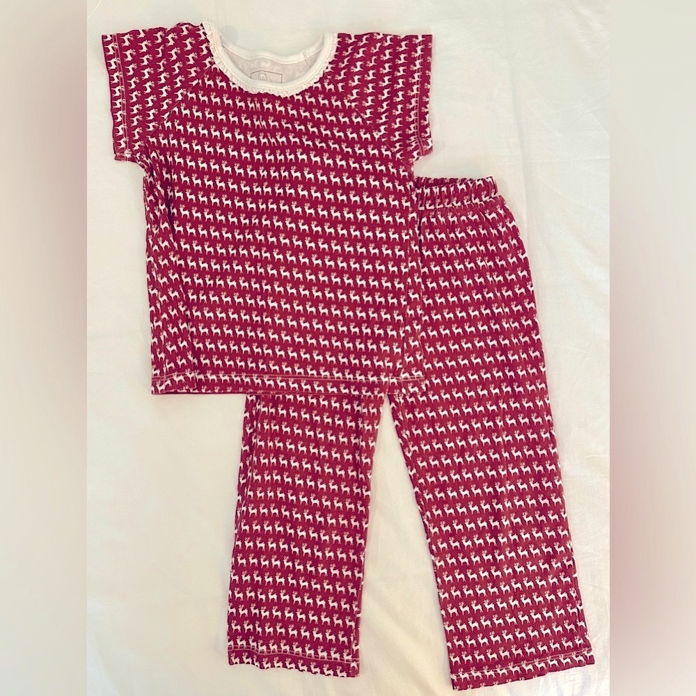 Lila and Hayes - Red Reindeer Christmas Pajamas Set, Girls 4T